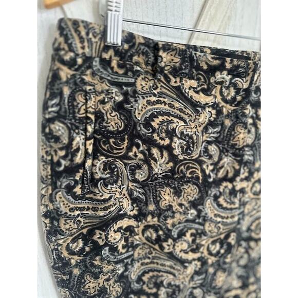 Talbots Hampshire Ankle Pants Black Tan Paisley Stretch Size 14P 14 Petite - Picture 6 of 11
